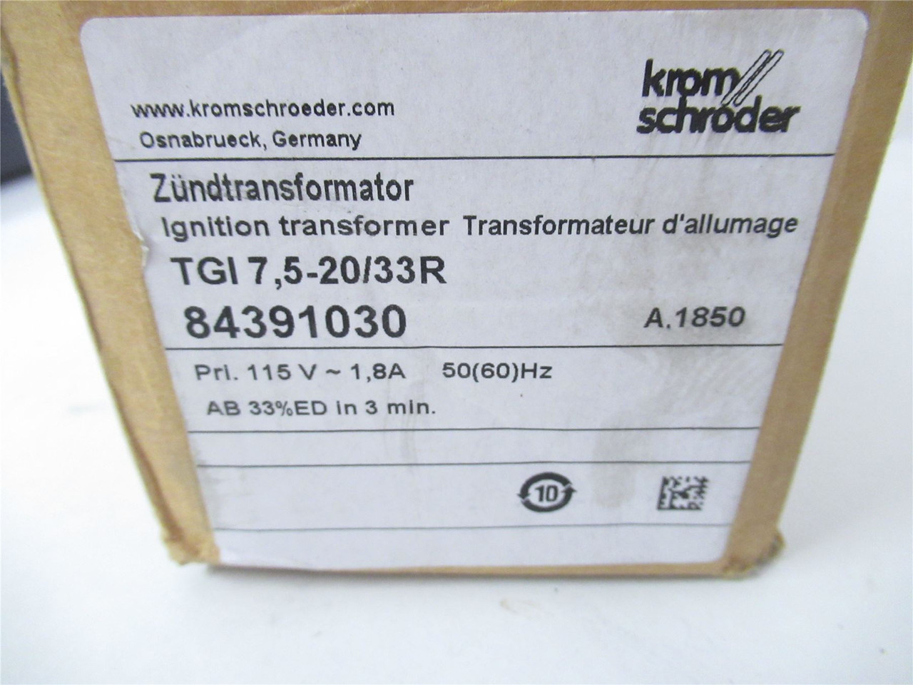 Krom Schroder TGI7;5-20/33R 84391030; Ignition Transformer