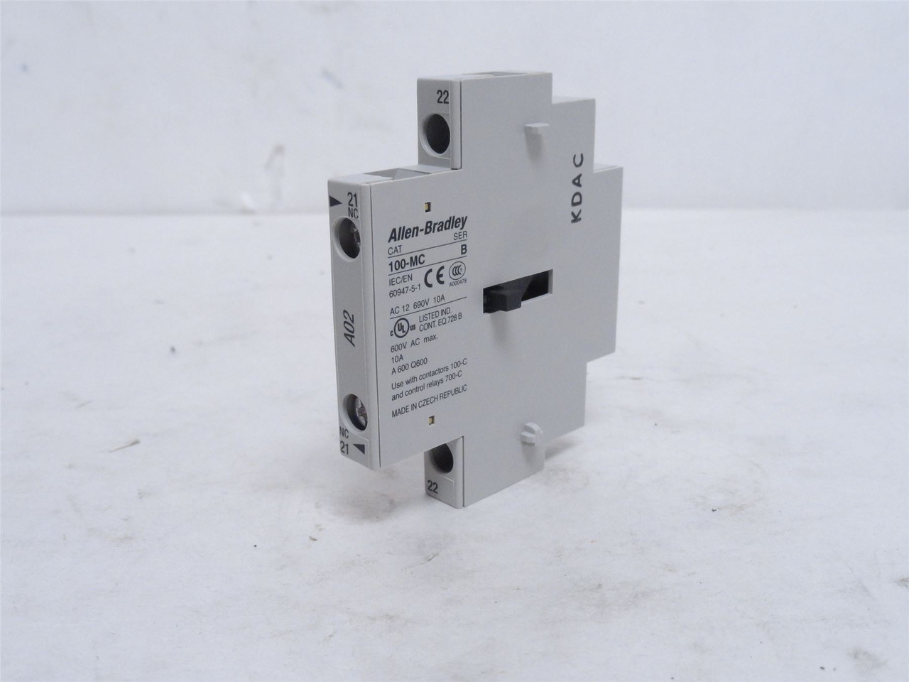 Allen-Bradley 100-MCA02; Auxilary Contacts 2-NC 10A 600VAC