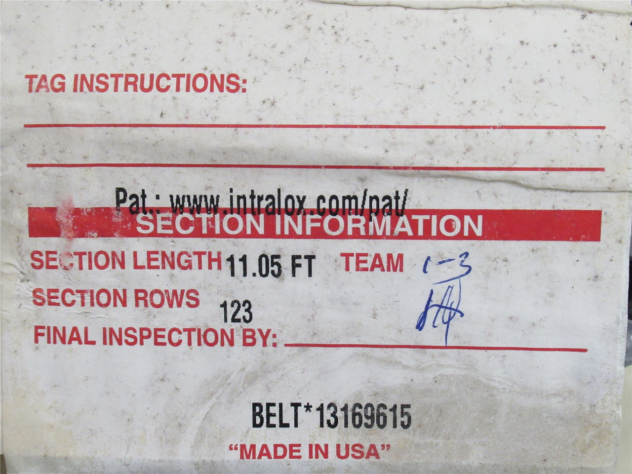 Intralox 13169615; Conveyor Belt; S900; 30" Wide x 11.05' Long