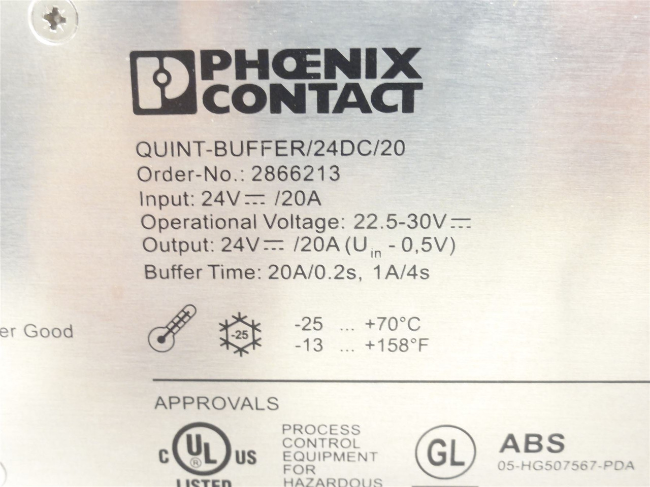 Phoenix Contact 2866213; Buffer Module; 24VDC; 20A; 480VA
