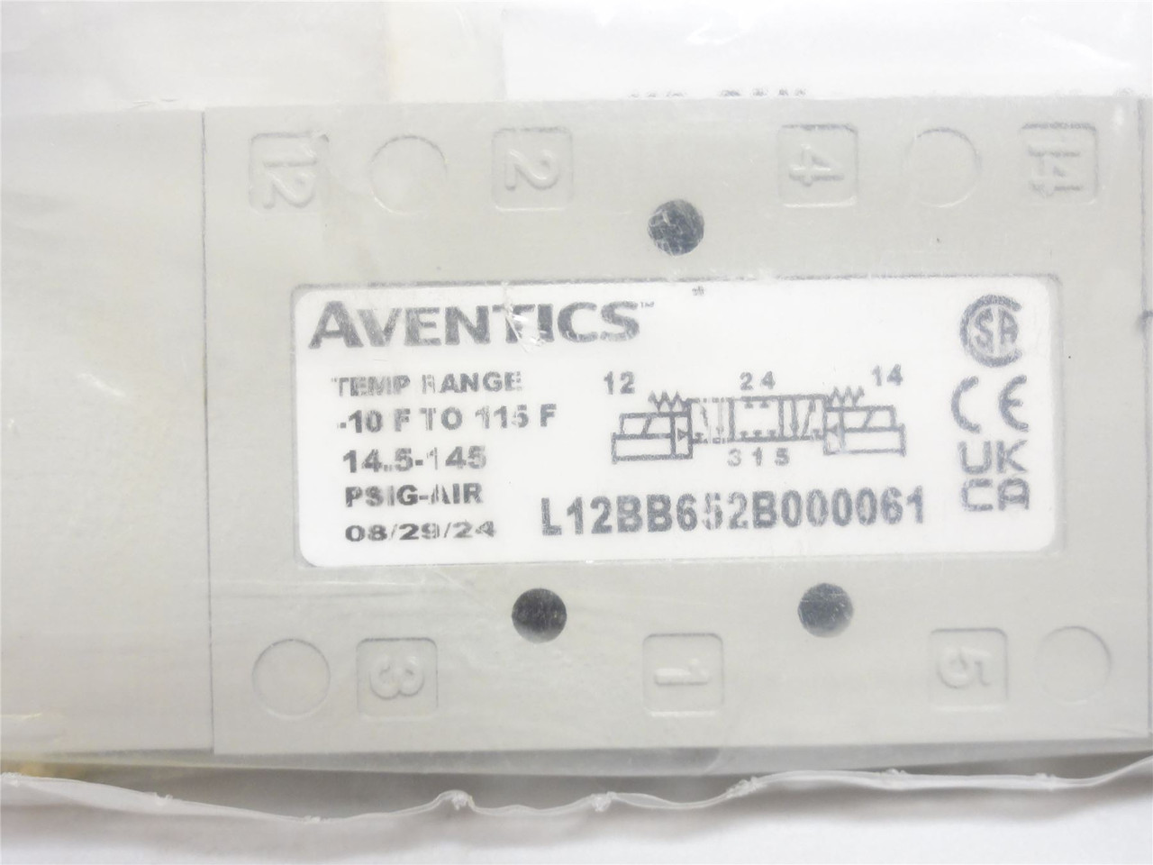 Aventics L.12BB652B000061; Solenoid Air Control Valve; 145PSI