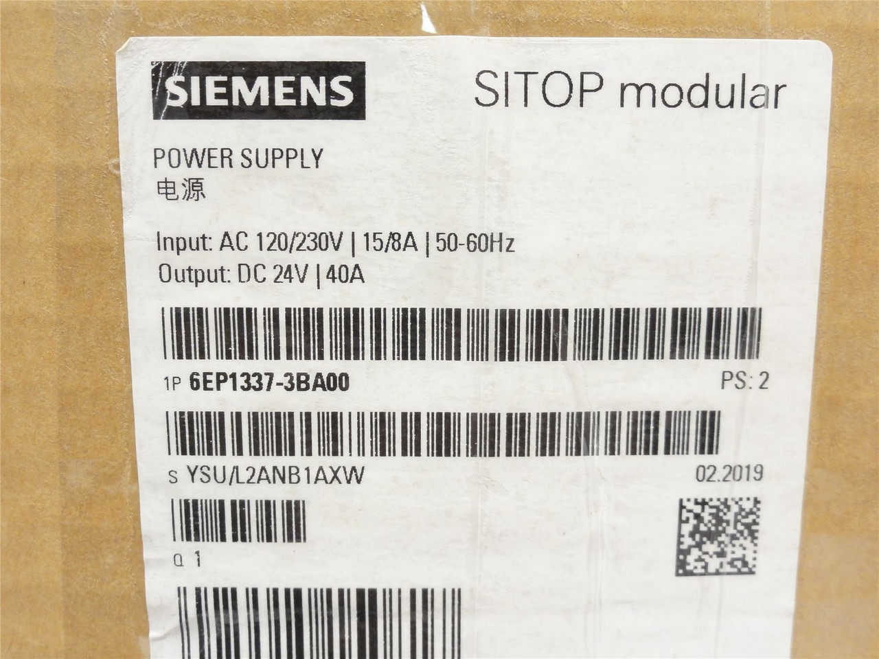 Siemens 6EP1337-3BA00; Power Supply 24VDC/40A-OUT  120/230VAC
