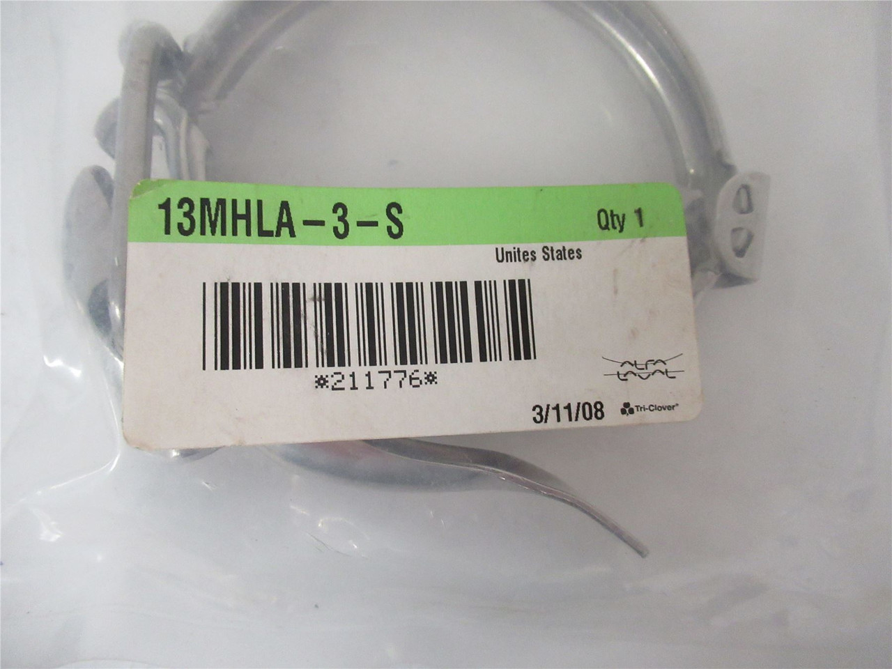 Alfa Laval 13MHLA-3-S; Hinged Clamp 3" Stainless Steel
