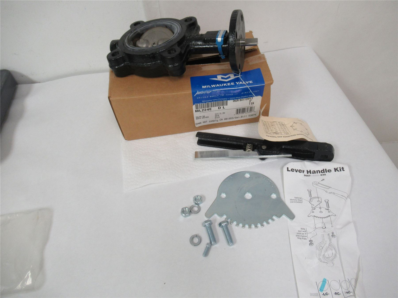 Milwaukee Valve ML224E3; Lug Style Butterfly Valve 3"