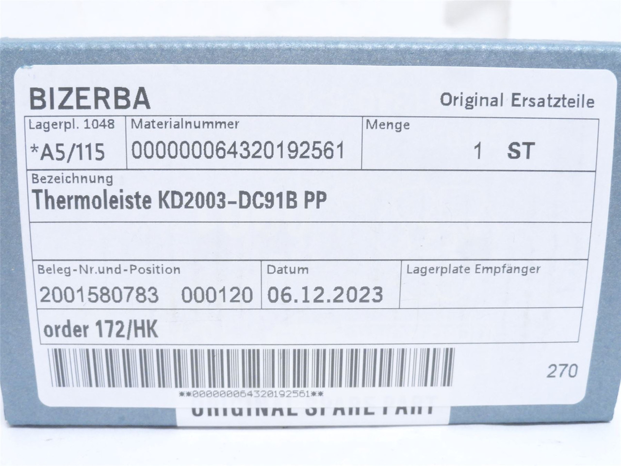 Bizerba KD2003-DC91B; Thermal Printhead; 203DPI