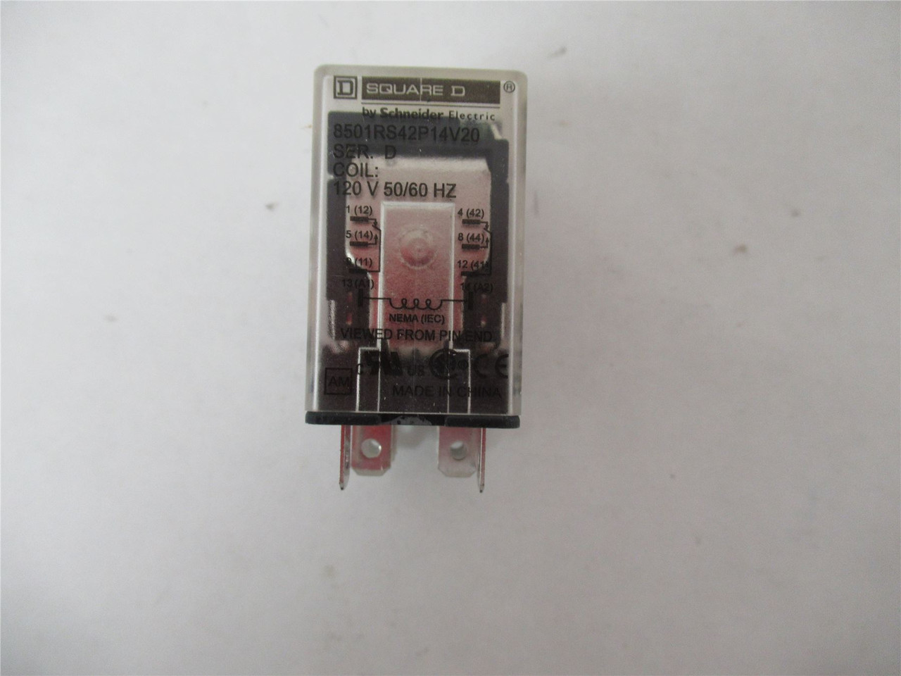 Square D 8501RS42P14V20; Relay DPDT-15A; Coil: 120VAC