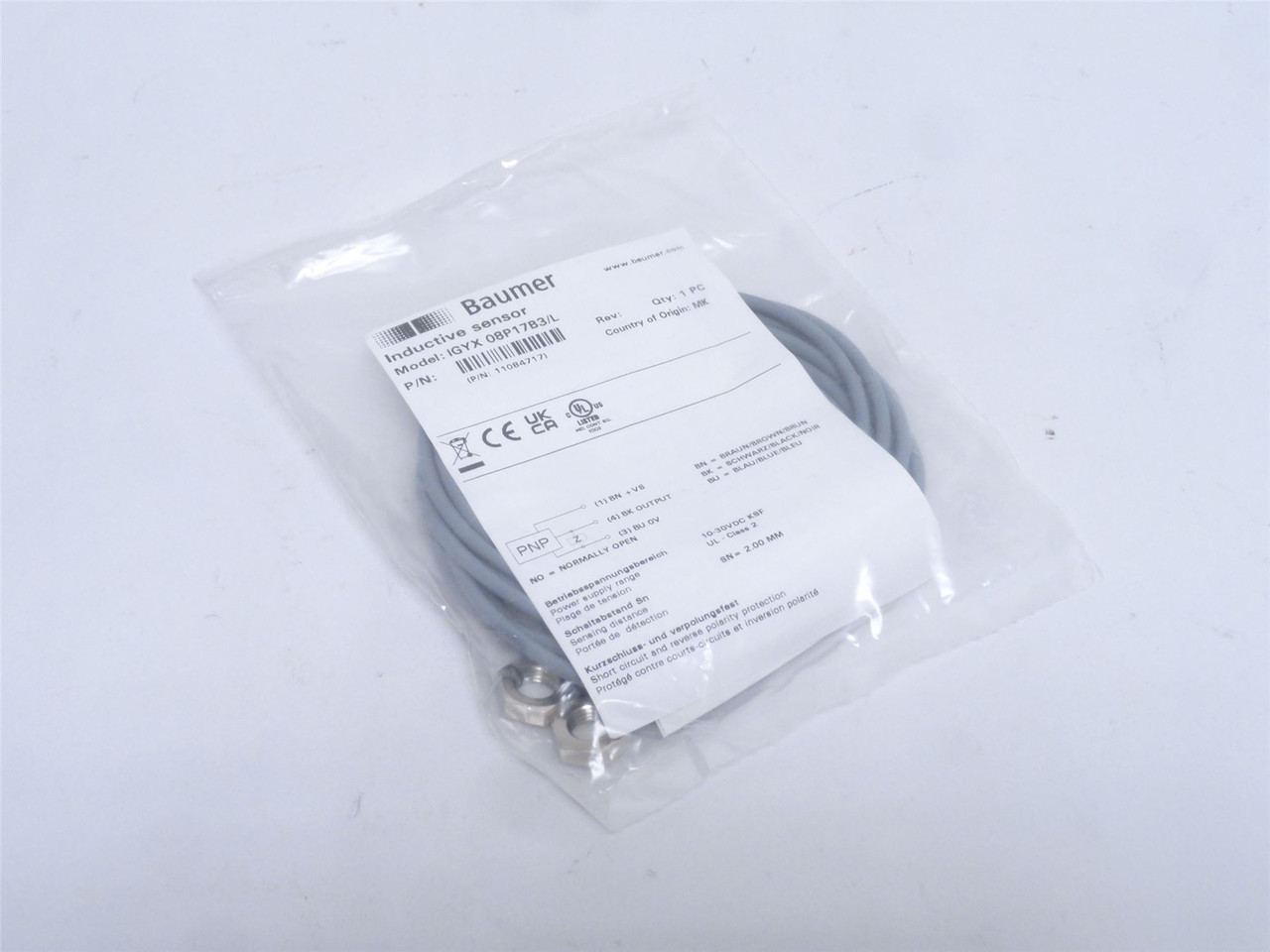 Baumer IGYX08P17B3/L; Proximity Sensor 11084717; 10-30VDC