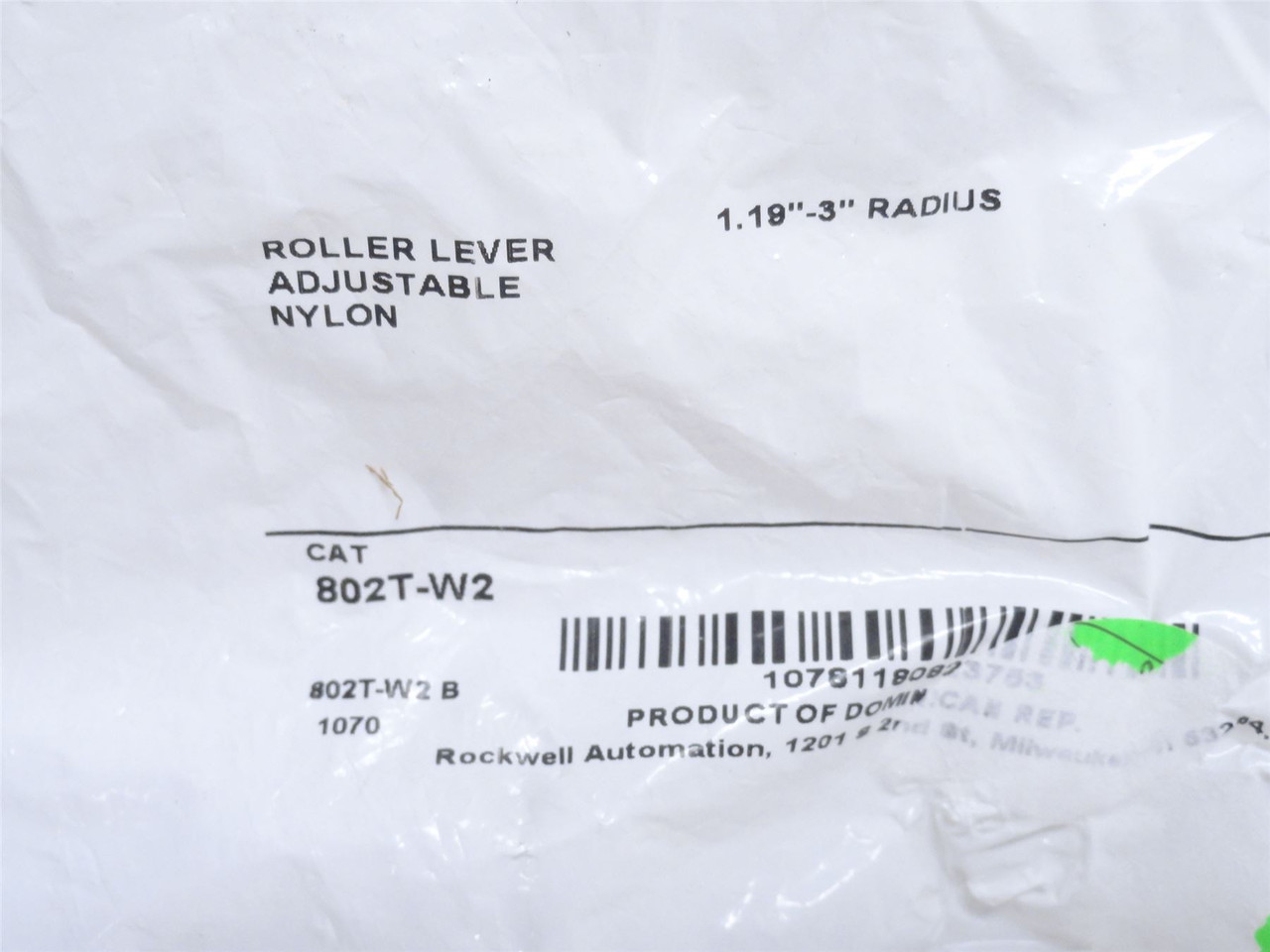 Allen-Bradley 802T-W2; Switch Operating Lever 1.19"-3" Radius