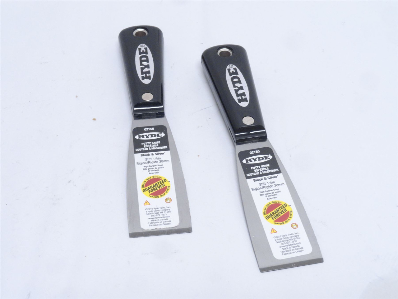 Hyde 2150; Lot-2 Black & Silver Stiff Putty Knife/Scraper