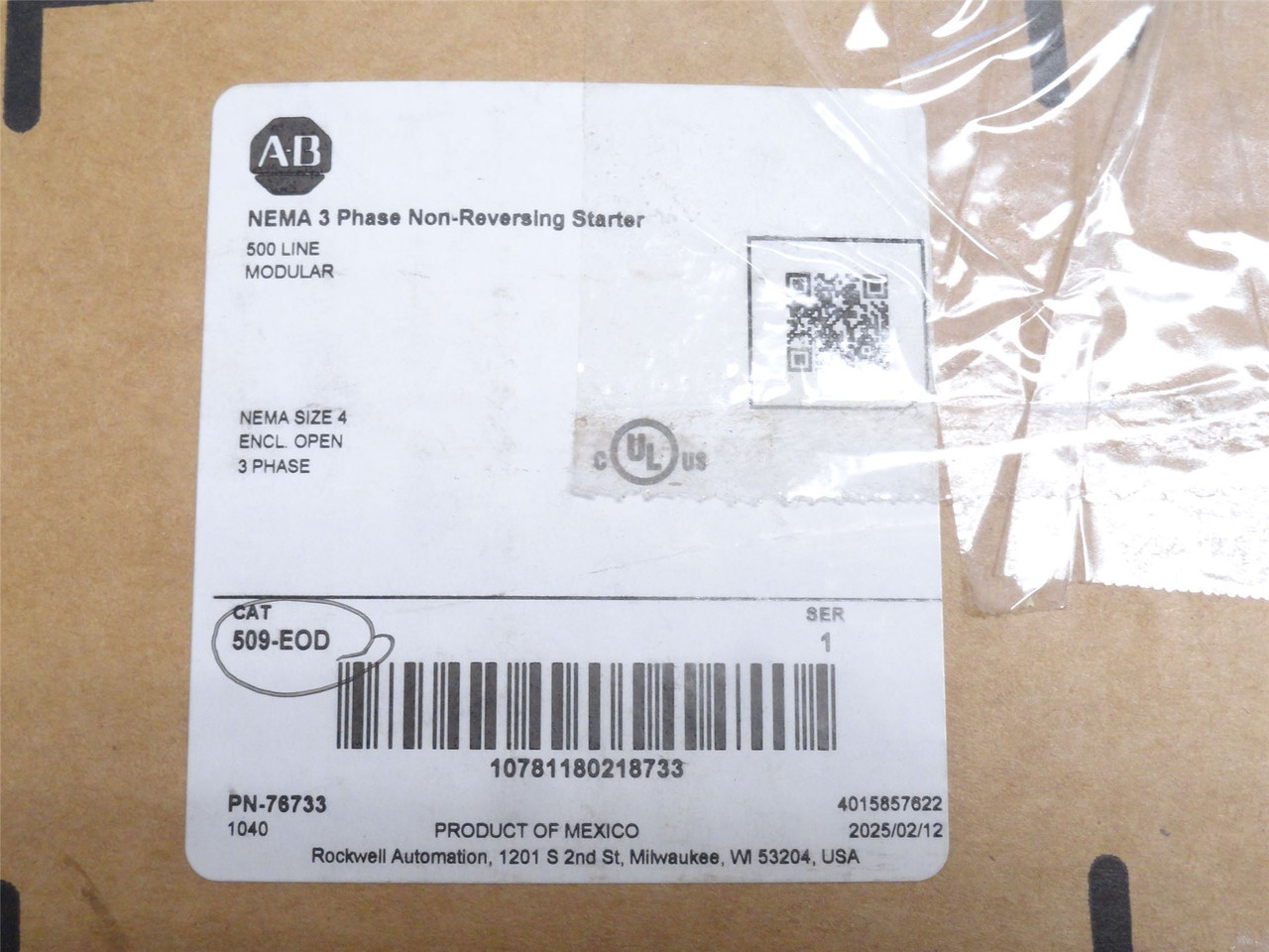 Allen-Bradley 500F-EOD930; NEMA-4 Starter 135A 460V Coil 120V