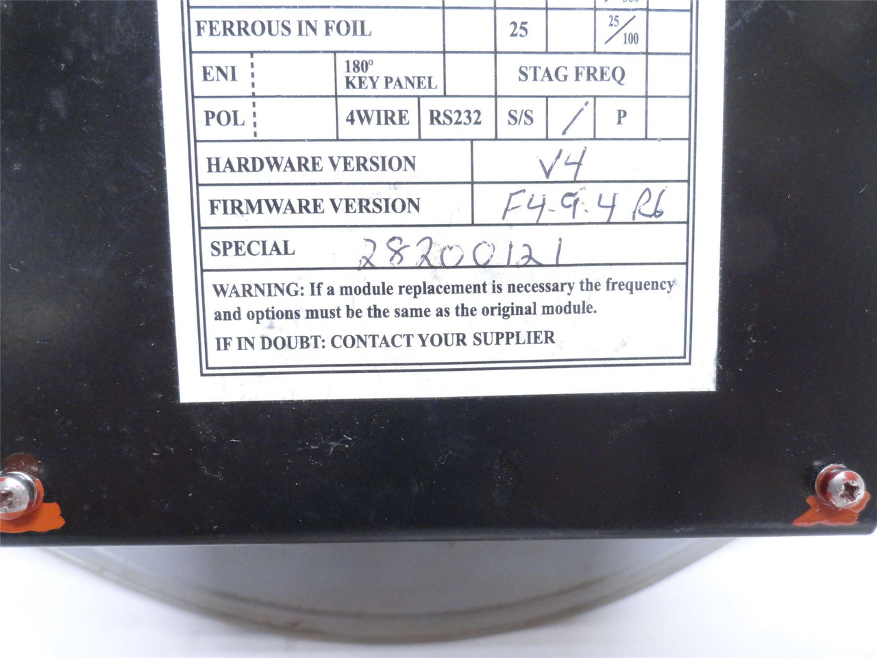 Mettler-Toledo 28200121; Safeline Interface Panel; Mfg-Refurb