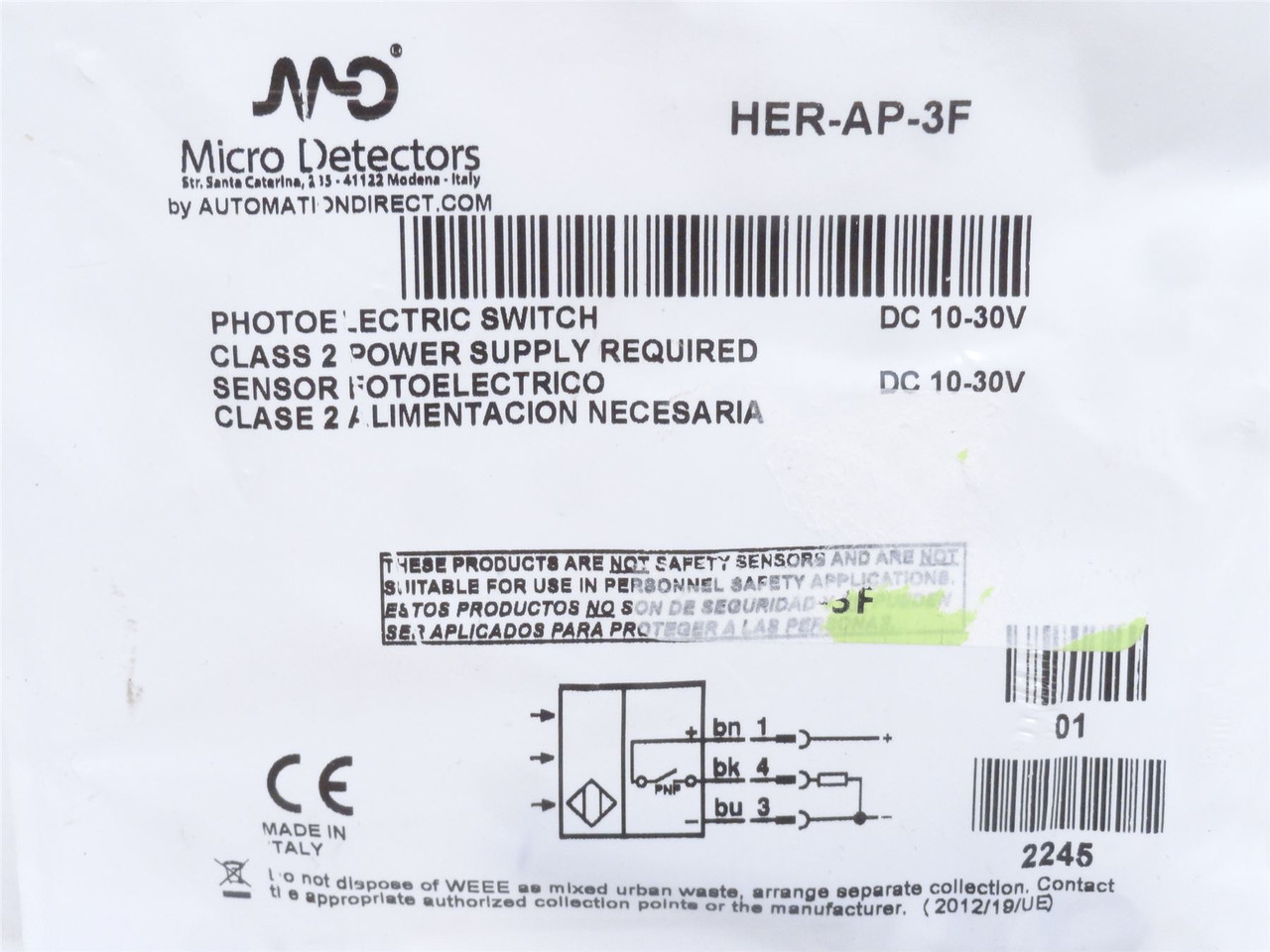 Micro-Detectors HER-AP-3F; Photo Sensor; 10-30VDC