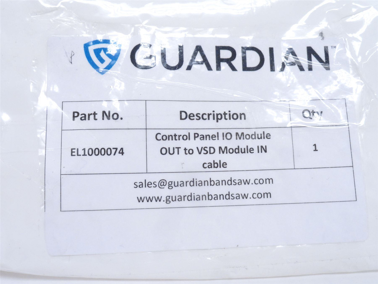 Guardian EL1000074; Control Panel I/O Cable; OUT To VSD; In