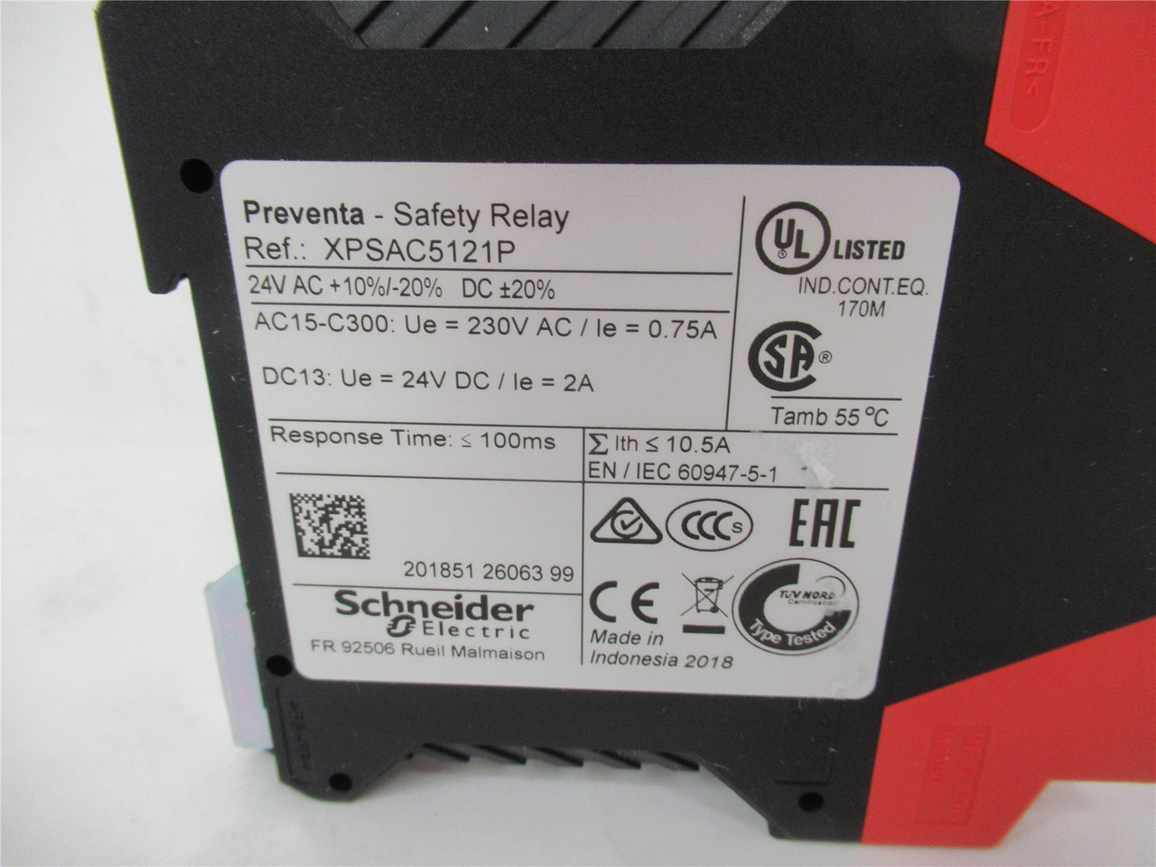 Schneider XPSAC5121P; Safety Relay Single Channel 24 VAC/DC