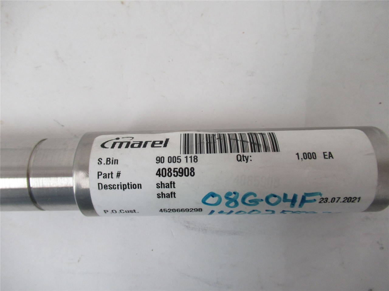 Marel 4085908; Shaft F/Wing Cutter 9.75" SS