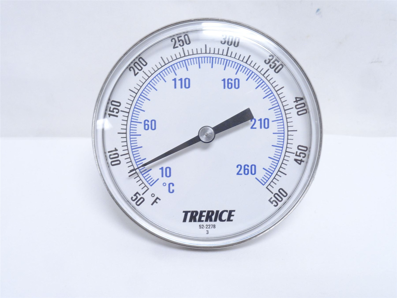 Trerice 52-2278; Temp Gauge; 50-500Deg Fahrenheit; 3" Dial