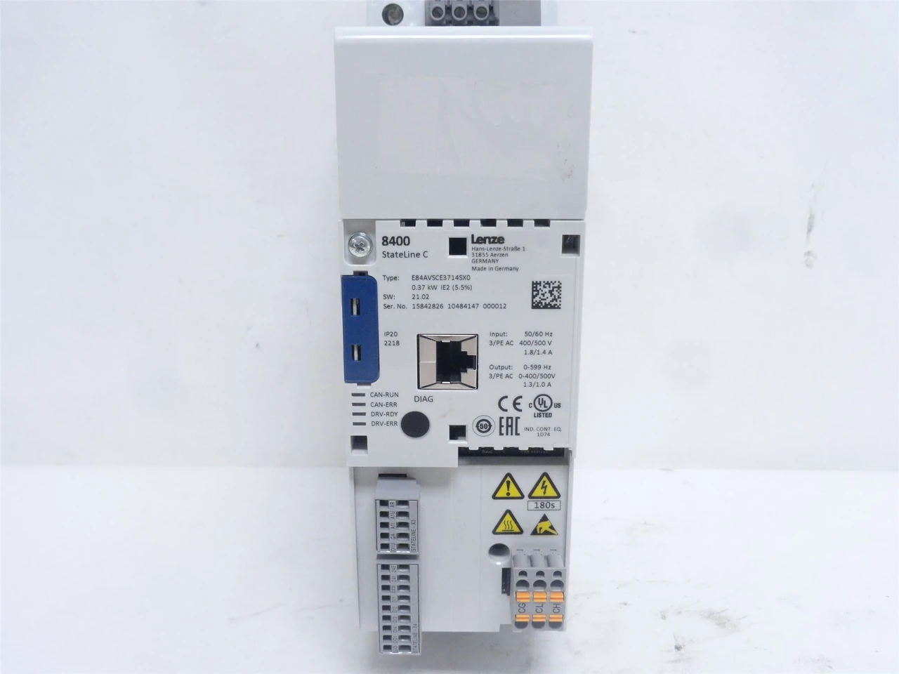 Lenze E84AVSCE3714SXO; Topline C AC-Drive .75KW 400-500VAC