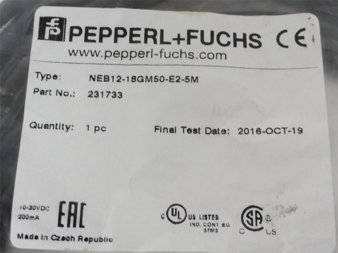 PepperL+Fuchs 231733; Proximity Sensor; NEB12-18GM50-E2-5M