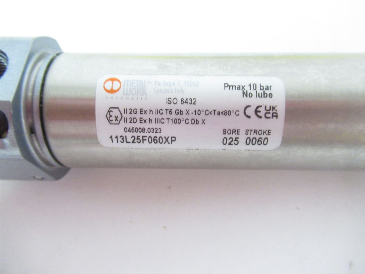 Metal Work 113L25F060XP; Pneumatic Cylinder 25mmB x60mmS