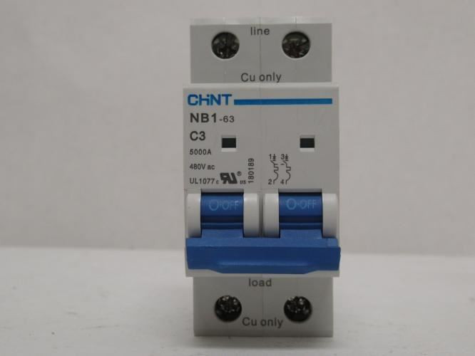 Chint NB1-C3-2P; Circuit Breaker; 3A; 2P; 480VAC; 5kA