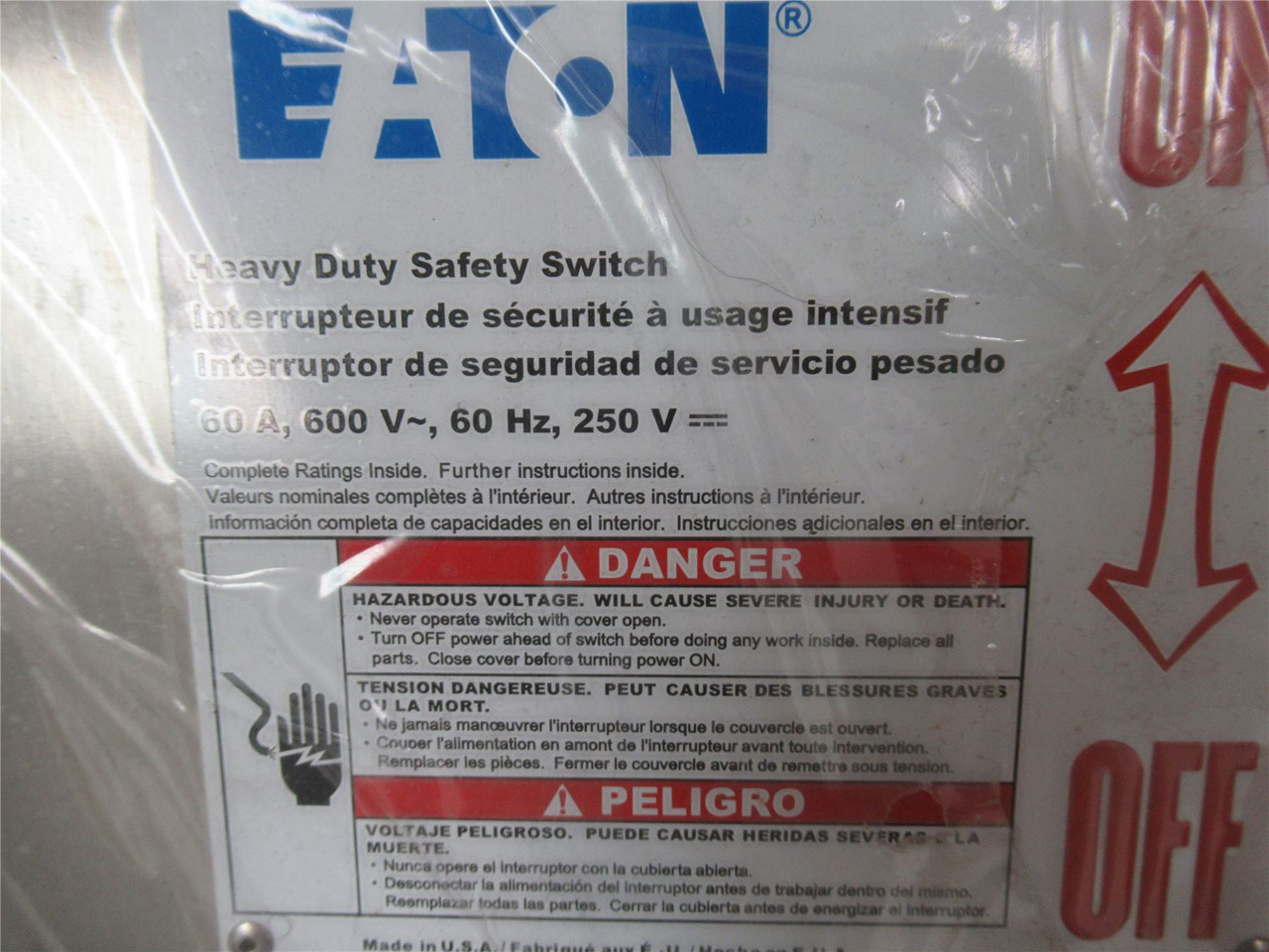 Eaton DH362UWKX; Non-Fused Safety Switch 60A 600VAC/250VDC