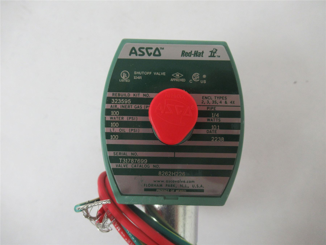 Asco 8262H226; Solenoid Valve  2-Way N/C 1/4" Coil: 120VAC