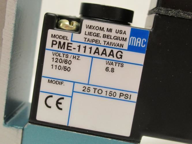MAC 914B-PM-111AAAG; Solenoid Valve; 25-250PSI; 120VAC