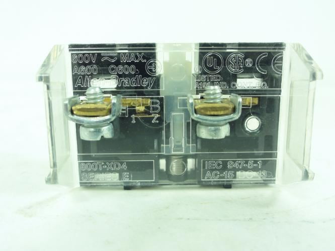Allen-Bradley 800T-XD4; Contact Block Shallow Block 1 NC 600VAC