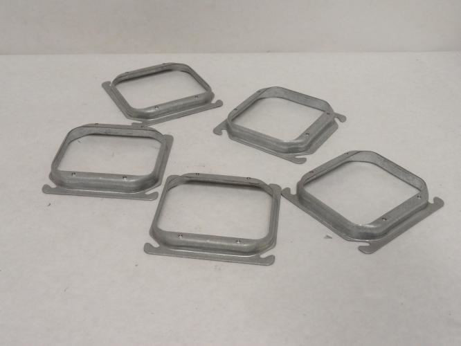 Raco 778; Lot-5 Galvanized Zinc Plaster Rings; 4" Two Gang