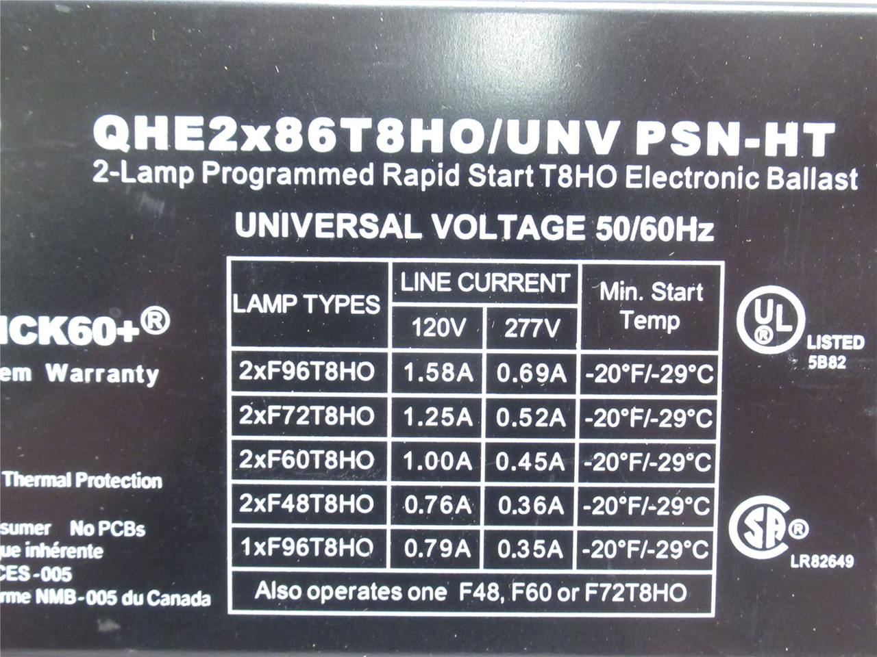 Sylvania QHE2X86T8HO/UNVPSN-HT; Ballast; 2-Lamp; 120-277VAC
