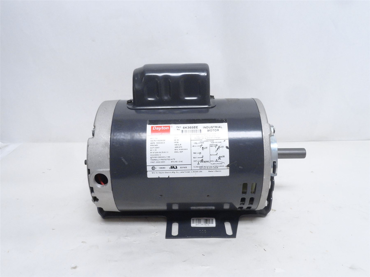 Dayton 6K365BE; AC Motor; 1-1/2HP; 115/208-230V; 3450RPM; 1PH