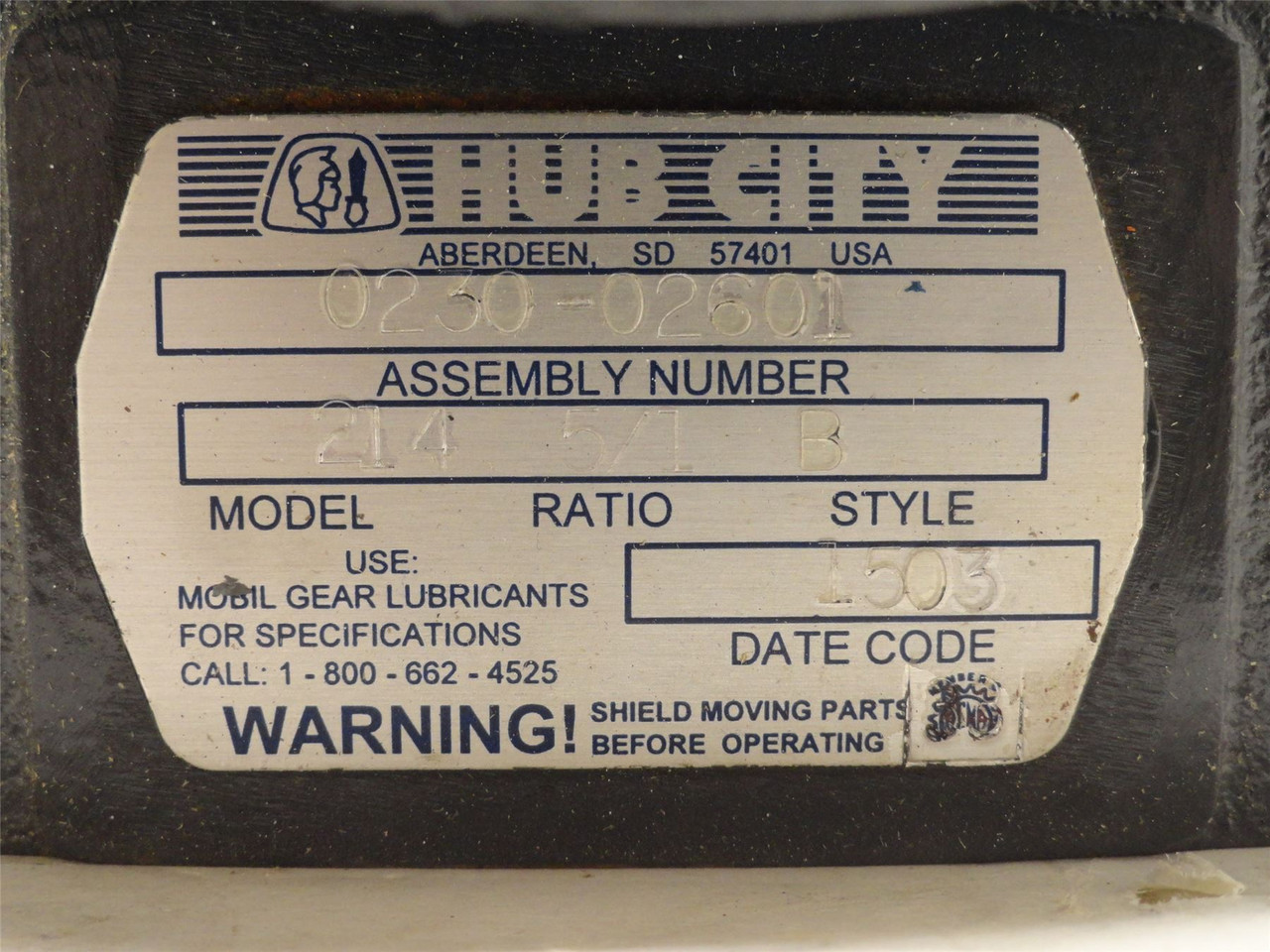 Hub City 0230-02601; Gear Reducer; 5:1 Ratio; W/Jaw-Coupler
