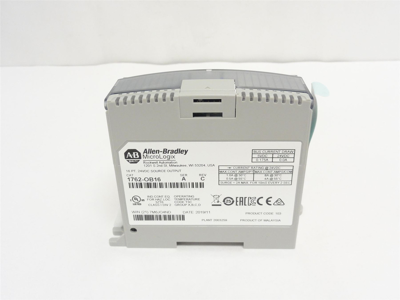Allen-Bradley 1762-OB16; MicroLogix 16Pt 24VDC Source Output
