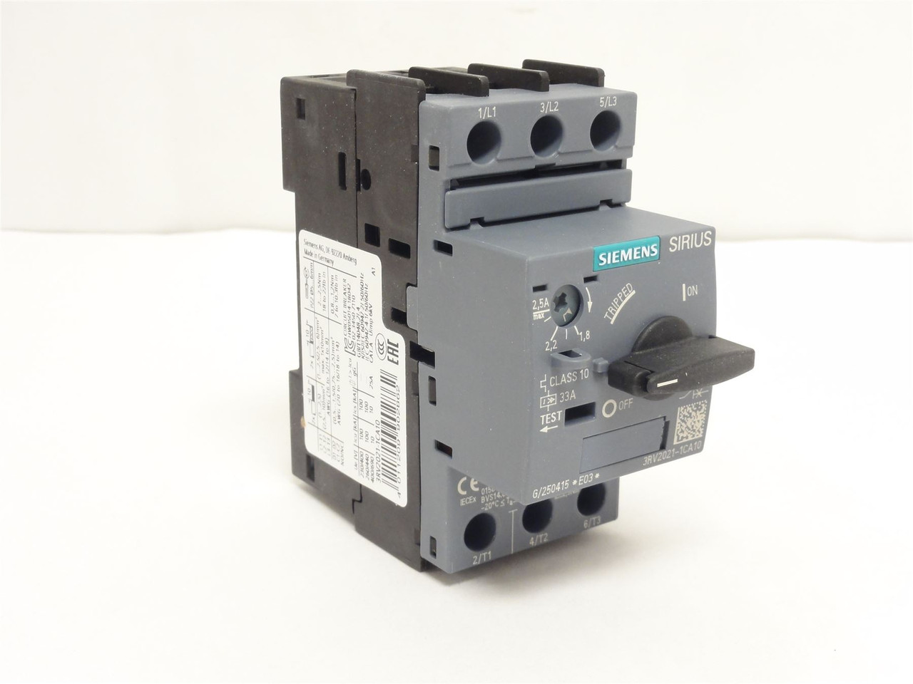 Siemens 3RV2021-1CA10; Motor Protector; 2.2-1.8A; 3P; 600VAC