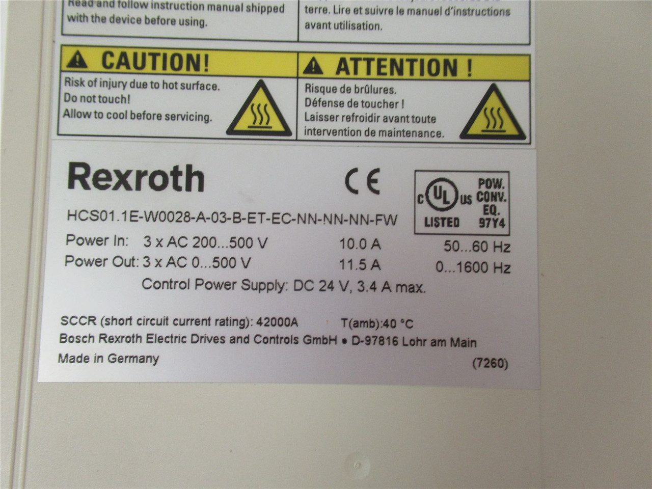 Rexroth HCS01.1E-W0028-A-03-B-ET-EC-NN-NN-NN-FW; Servo Drive