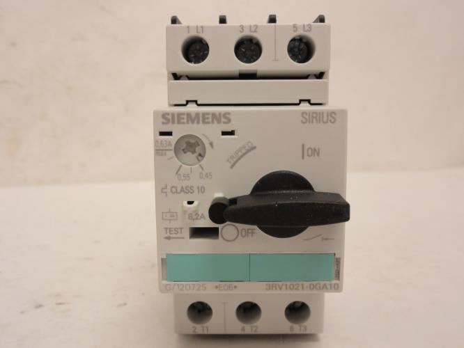 Siemens 3RV1021-0GA10; Motor Protector 0.45-0.63A; 3P; 600V