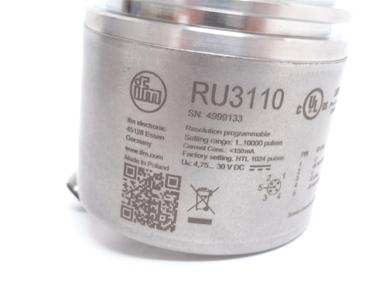 ifm RU3110; Incremental Rotary Encoder; 30VDC; 5-Pin