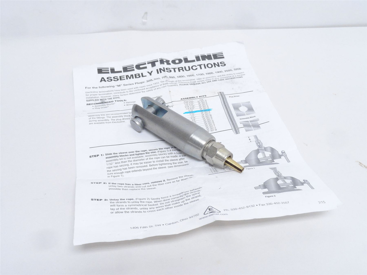 Electroline SP-307-J; Plug Assy Kit For Wire Rope; Size: 3/8"