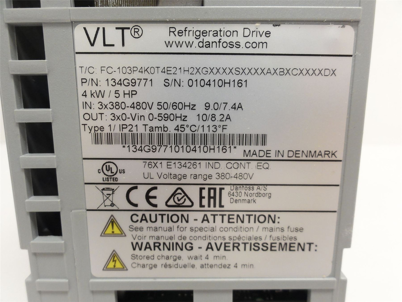 Danfoss 134G9771; VLT Refrigeration Drive 5HP 3x380-480VAC