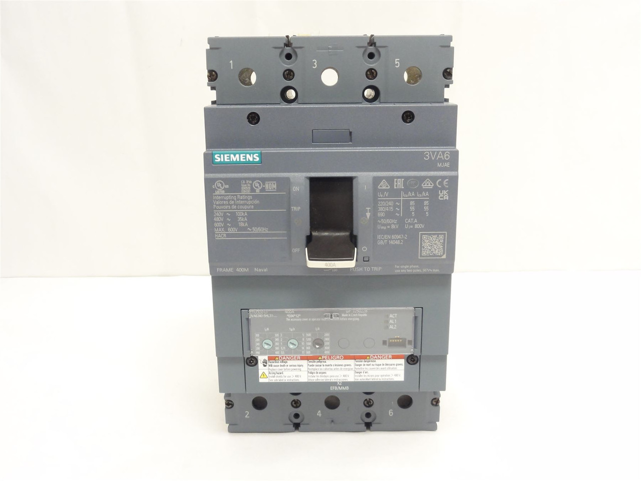 Siemens 3VA6340-5HL31-0AA0; Circuit Breaker; 400A; 3P; 600VAC