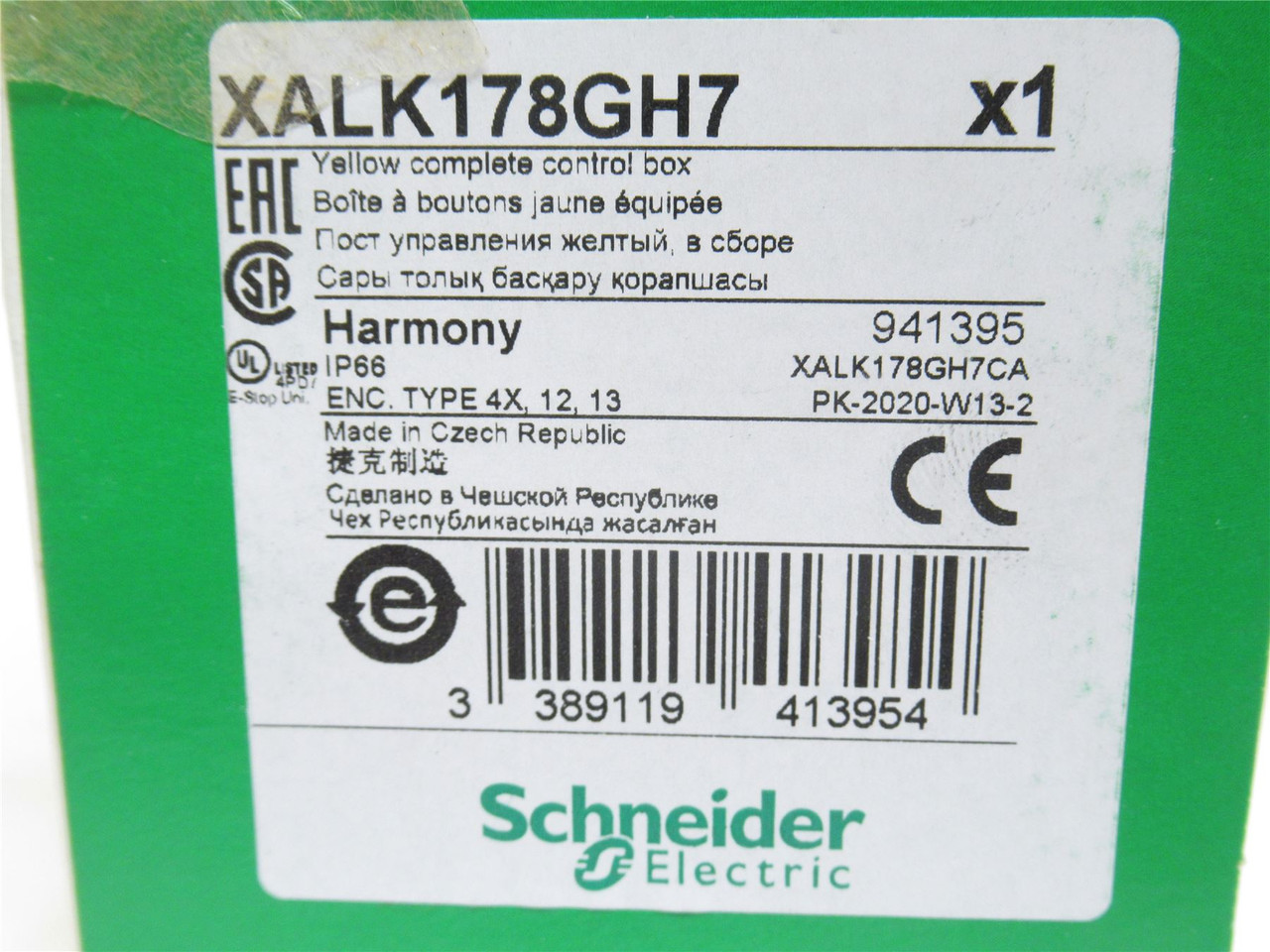 Schneider XALK178GH7; Pushbutton Switch 120V; 40mm Head; Red