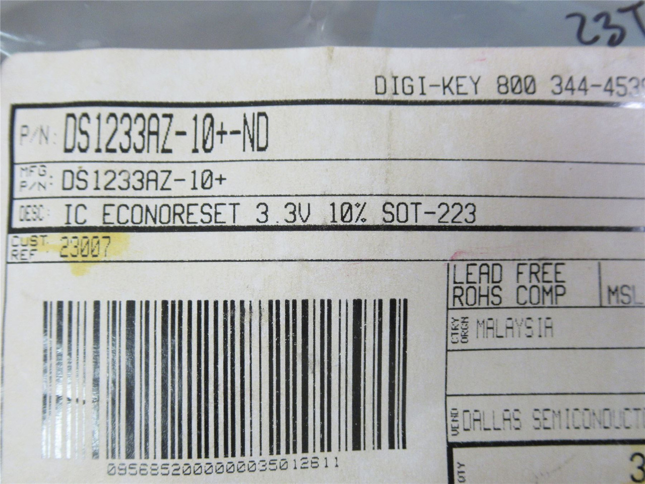 Dallas DS1233AZ-10+; Lot-20 IC Econoreset 3.3V; 10%