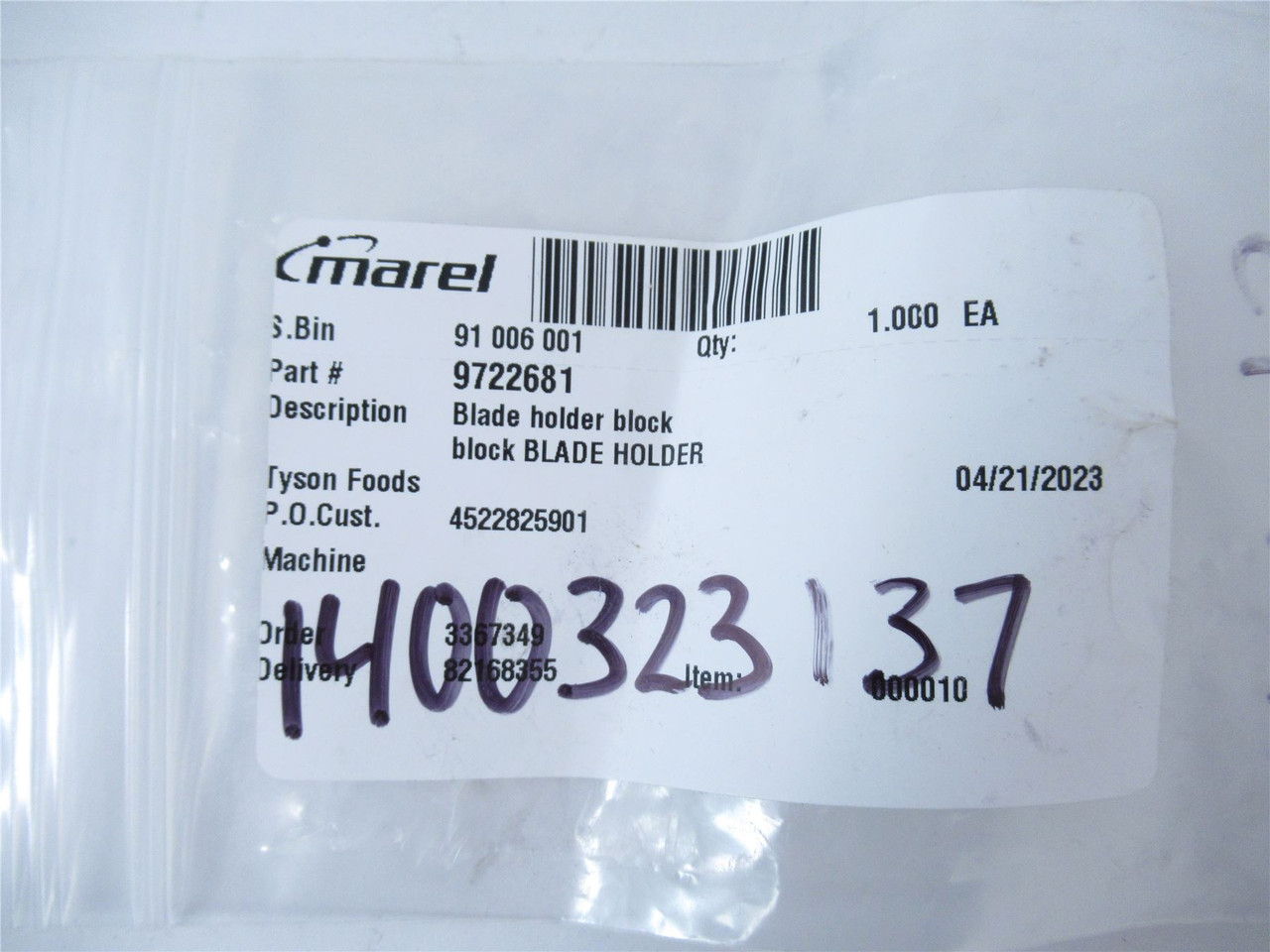 Marel 9722681; Blade Block Holder