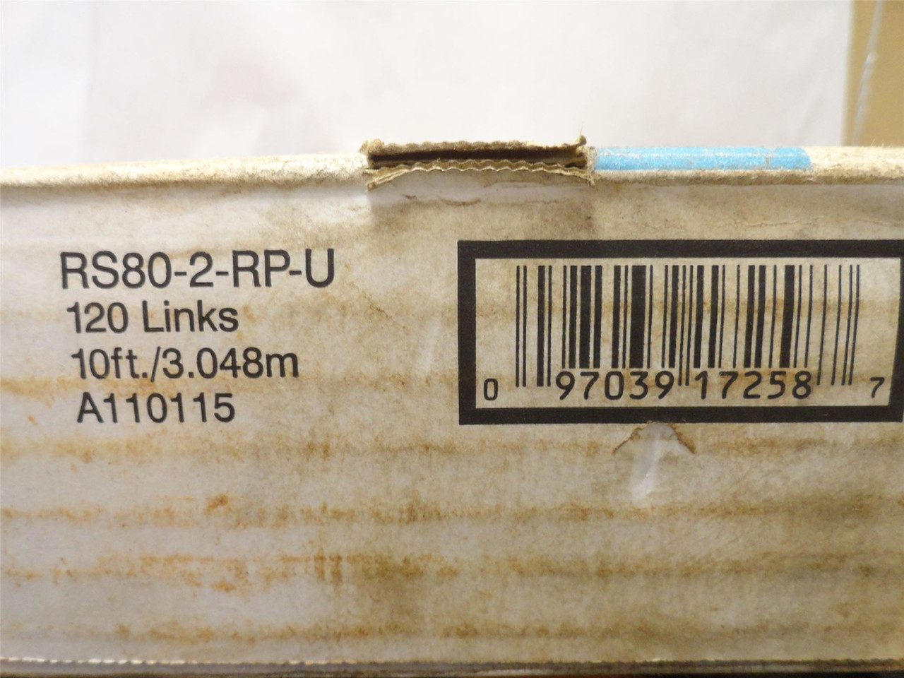 Tsubaki RS80-2-RP-U; Double Strand Roller Chain #80; 10' Long