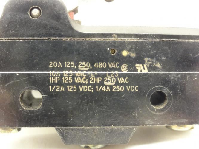 Microswitch BA-2RVT; Basic Snap Switch 20A; 250VAC; SPDT