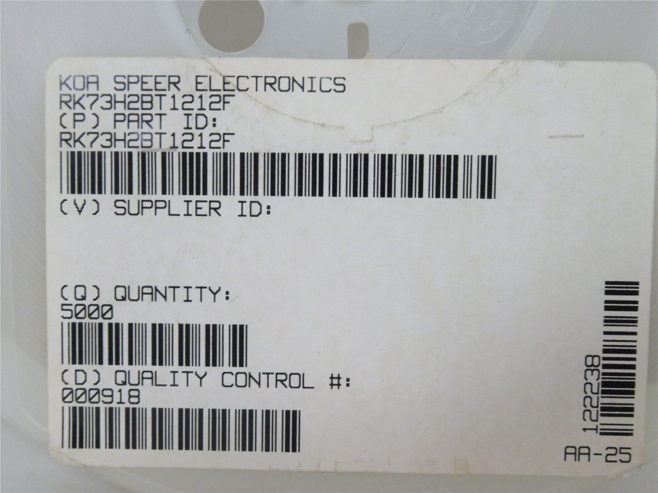 KOA Speer RK73H2BT1212F; Lot-5000 Chip Resistor 12.1Kohm
