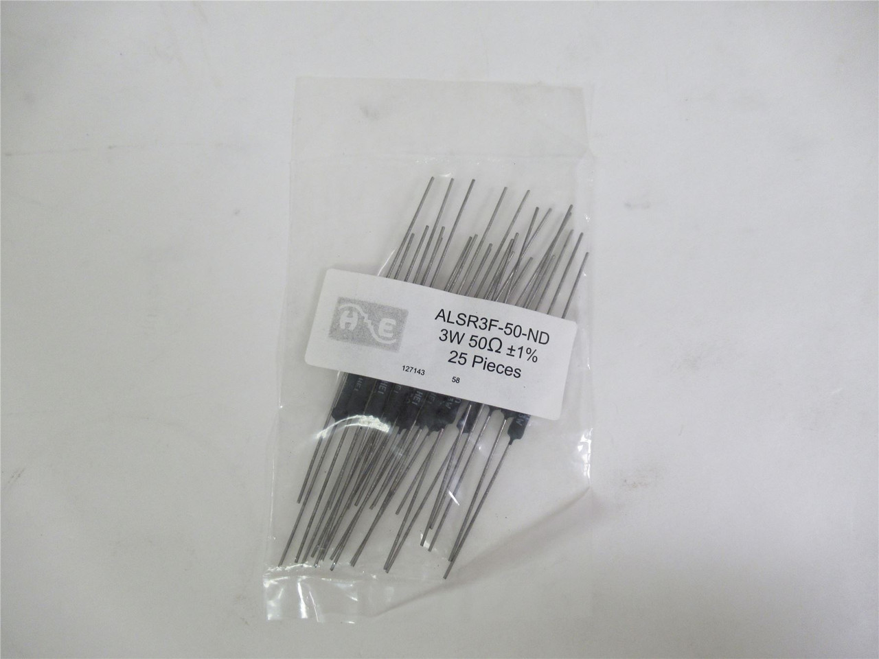 HE ALSR3F-50-ND; Lot-25 Through Hole Resistor; 3W; 500mOhms