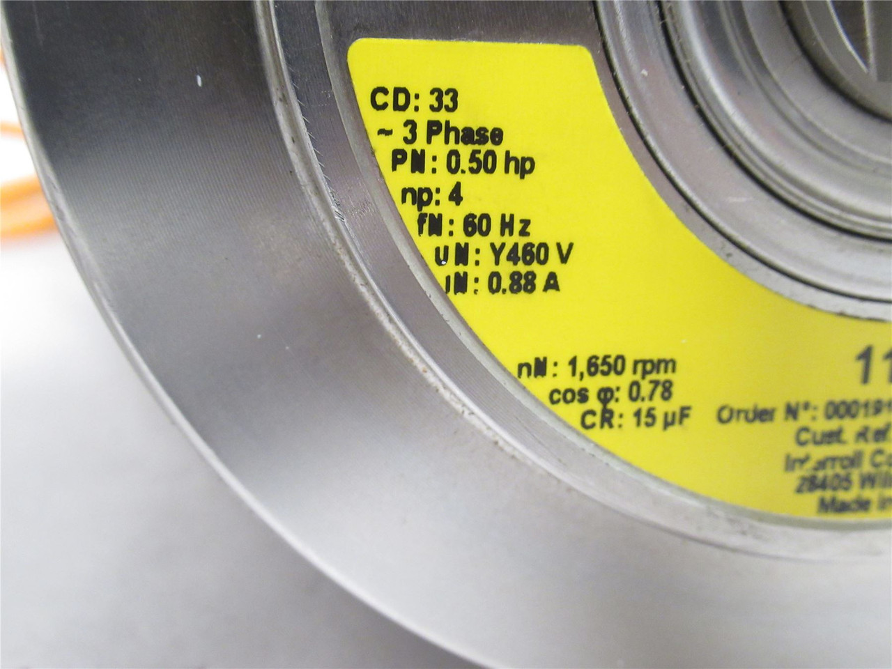 Interroll 113i-410052; Drum Motor 4.5"OD x 11.8" Wide 80fpm