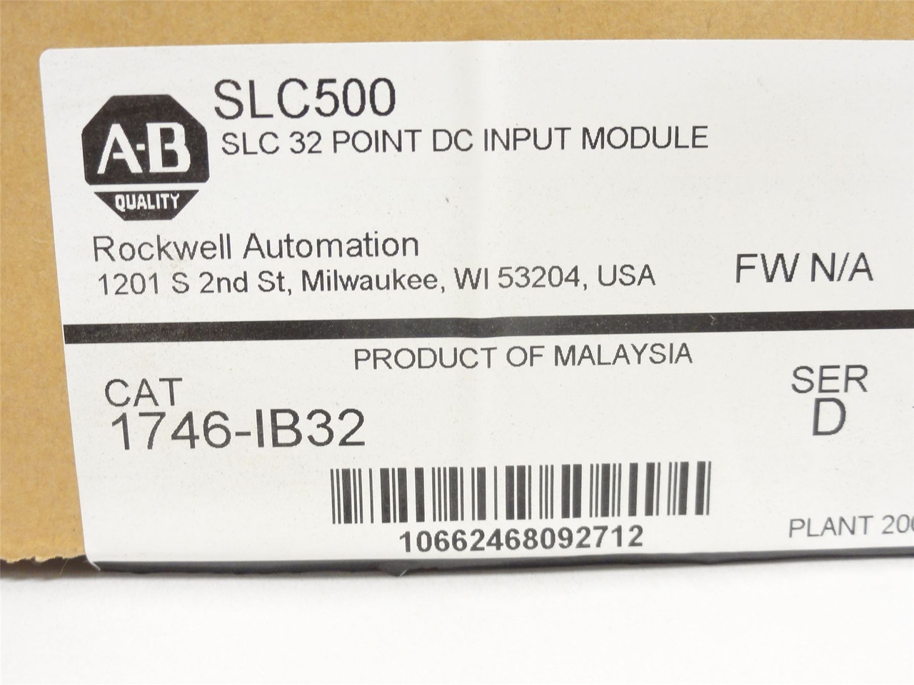 Allen-Bradley 1746-IB32; SLC500 I/O Module; 15-30 VDC In