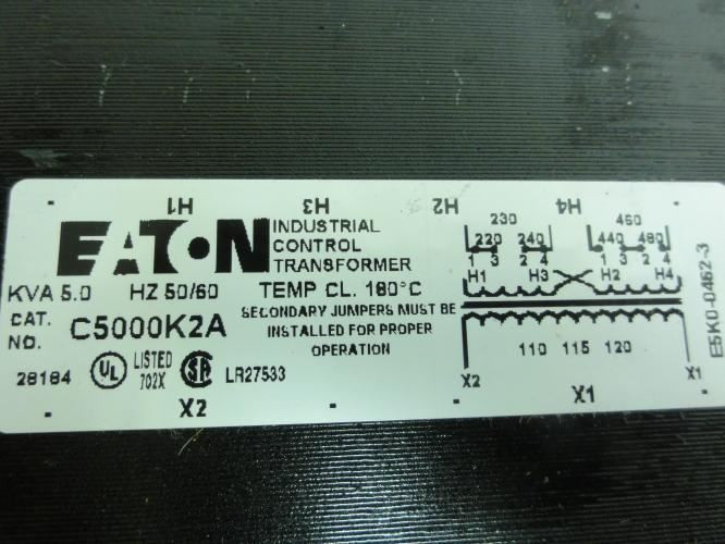 Eaton C5000K2A; Transformer 5000VA; Pri: 230x460V to Sec: 115V